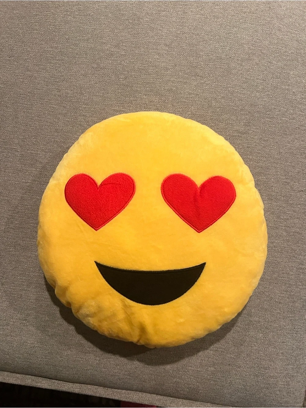 Heart Eyes Emoji Plush Pillow - Yellow with Red Hearts